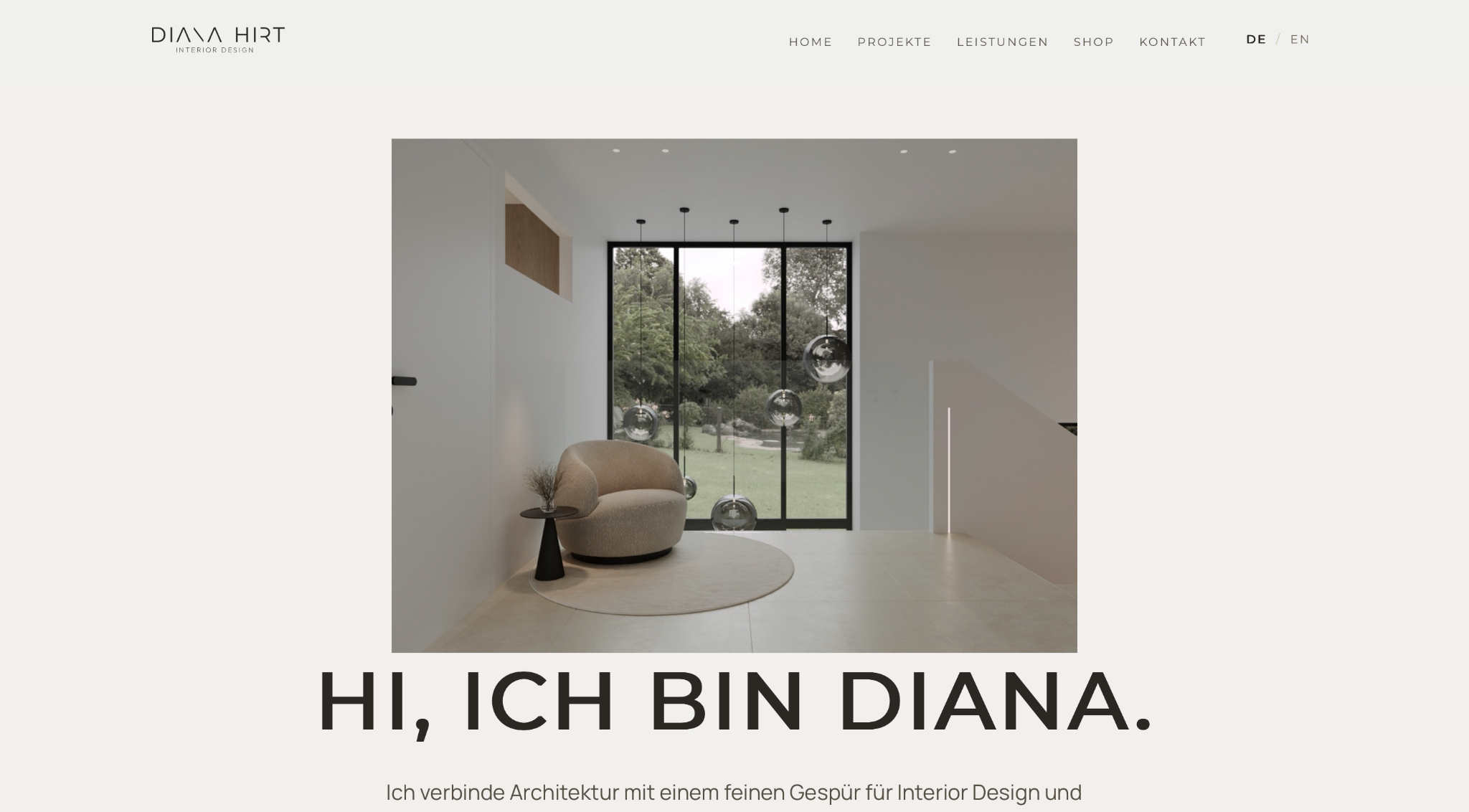 Aufbau der Website von Diana Hirt Interior Design