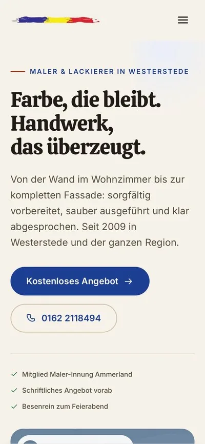 Handyansicht von Malerbetrieb Viktor Hirt