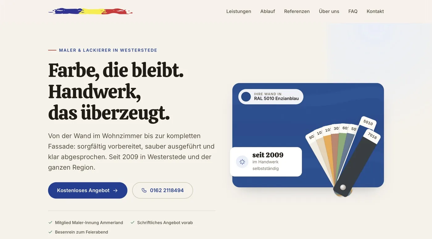 Startseite des Malerbetriebs Viktor Hirt