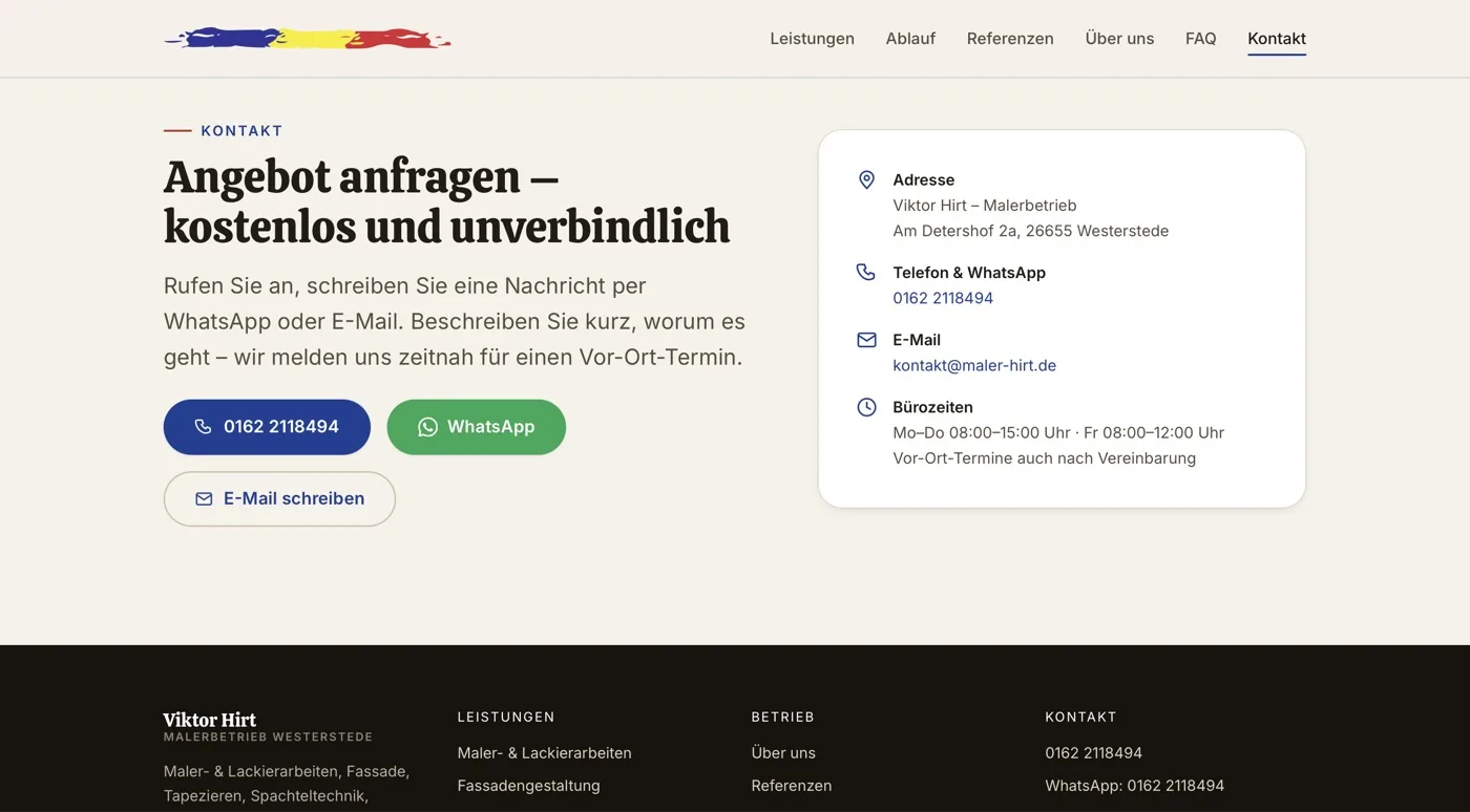 Malerbetrieb Viktor Hirt · Kontakt