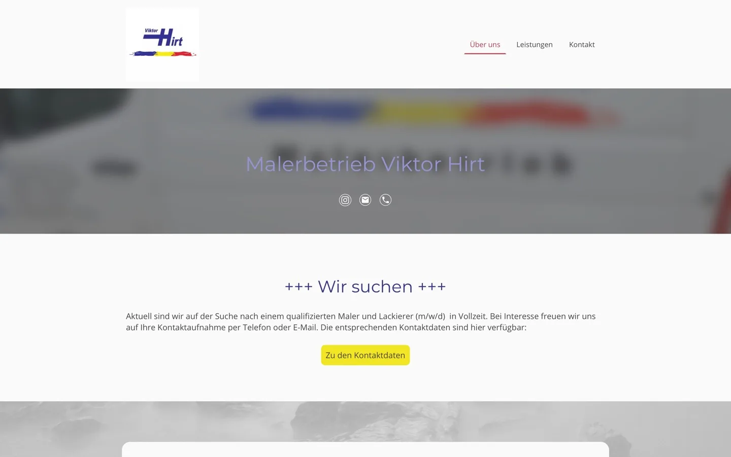 Die frühere Website des Malerbetriebs